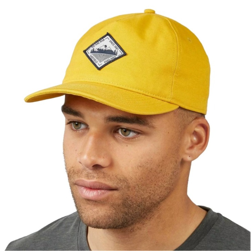 Rab Gritstone Cap Organic Cotton Baseball Hat Snapback Outdoor Yellow One Size